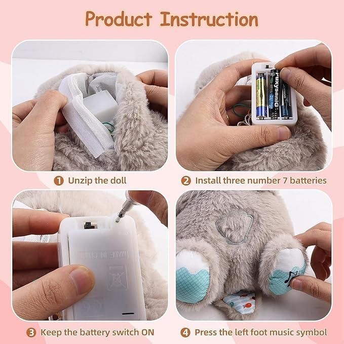Breathing Teddy Bear with Soothing Music — Calming Comfort Plush