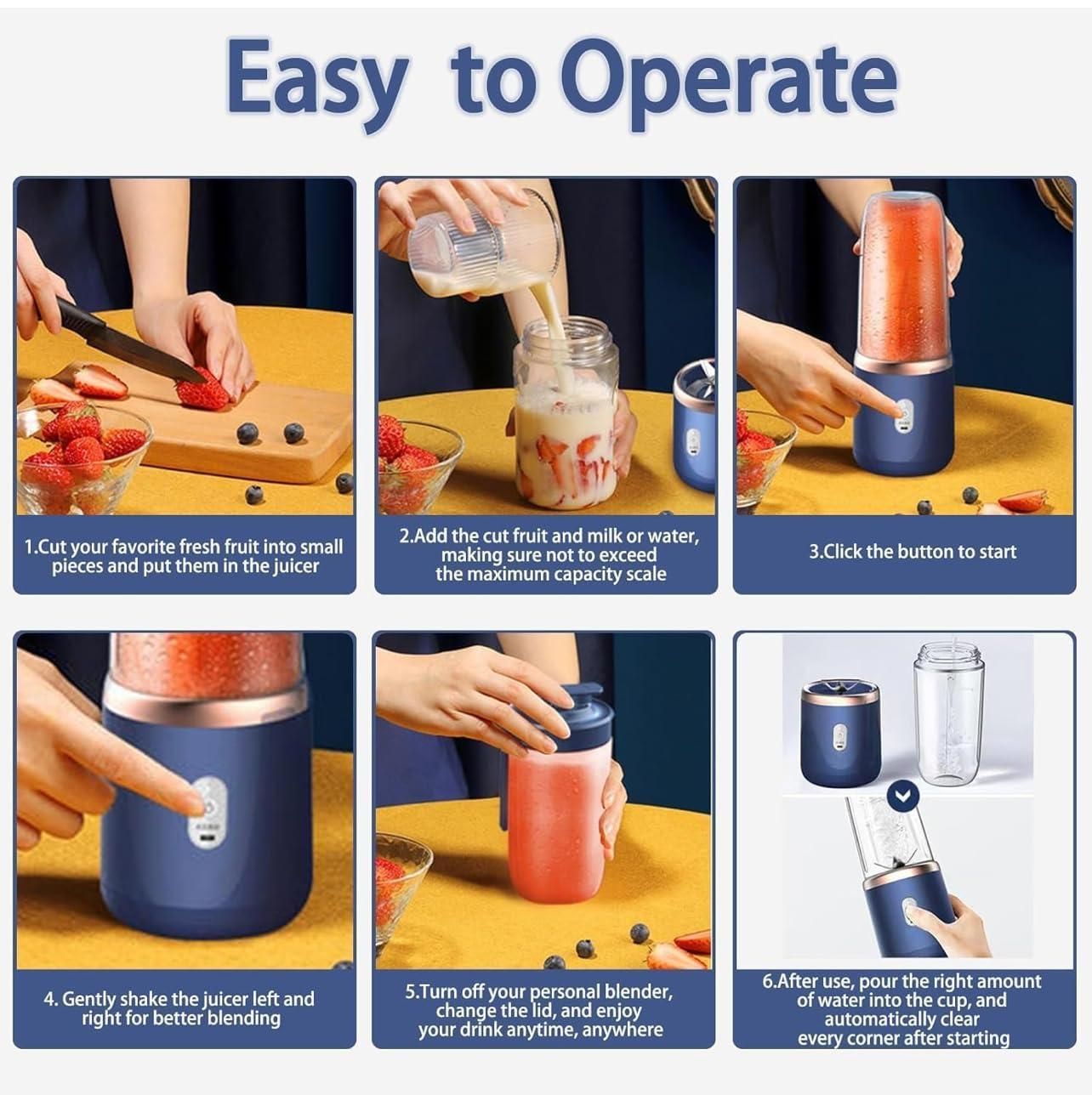 Portable Blender for Smoothies & Juices | 400ML Compact Jar for Soft Fruits